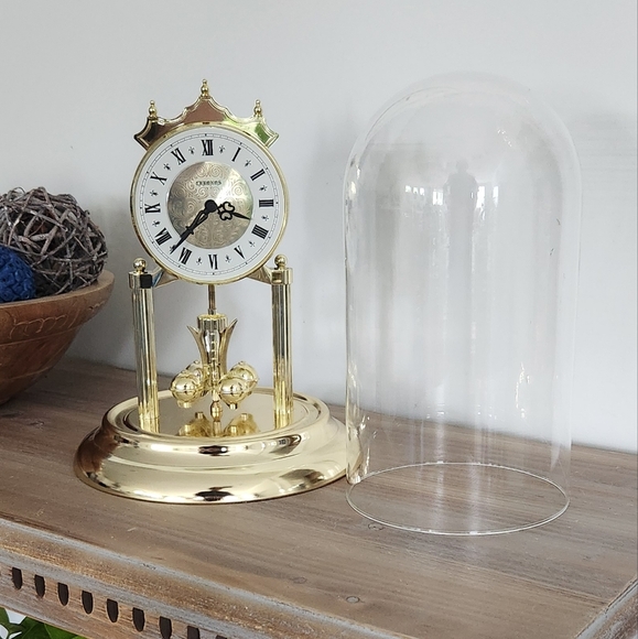 ⏰ Chronos Gold Glass Dome Anniversary Mantel Clock – Rotating Pendulum, Elegant - Picture 9 of 15